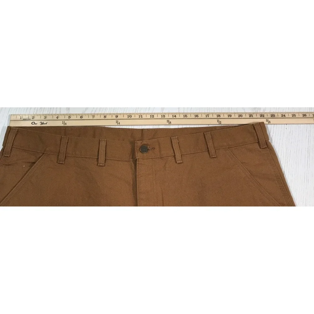 New Carhartt Canvas Carpenter Pant Men 44x36 Brown Utility Duck Loose Fit Cotton